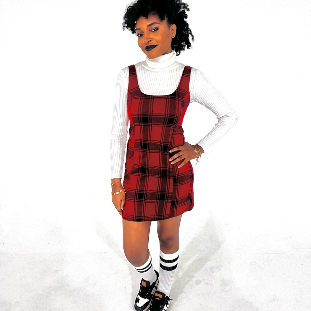 SO Red Plaid Mini Dress